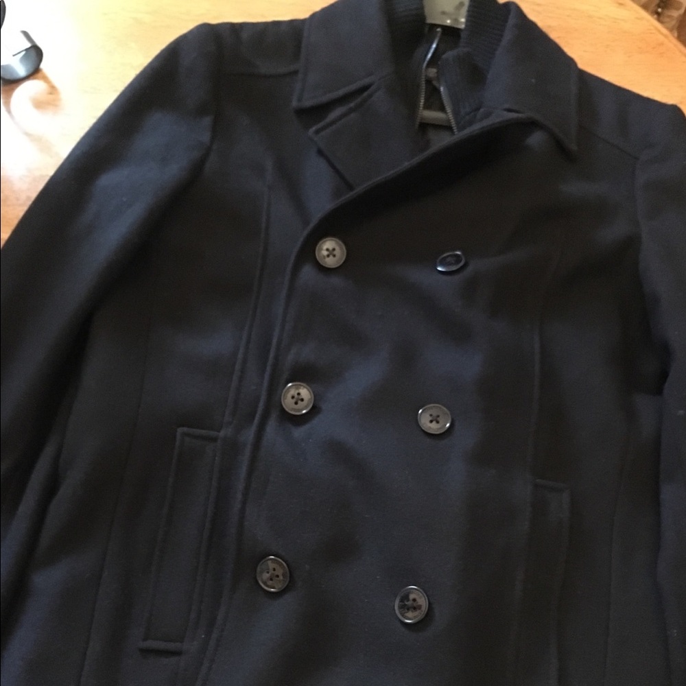 Kenneth Cole Reaction Black Wool Pea Coat